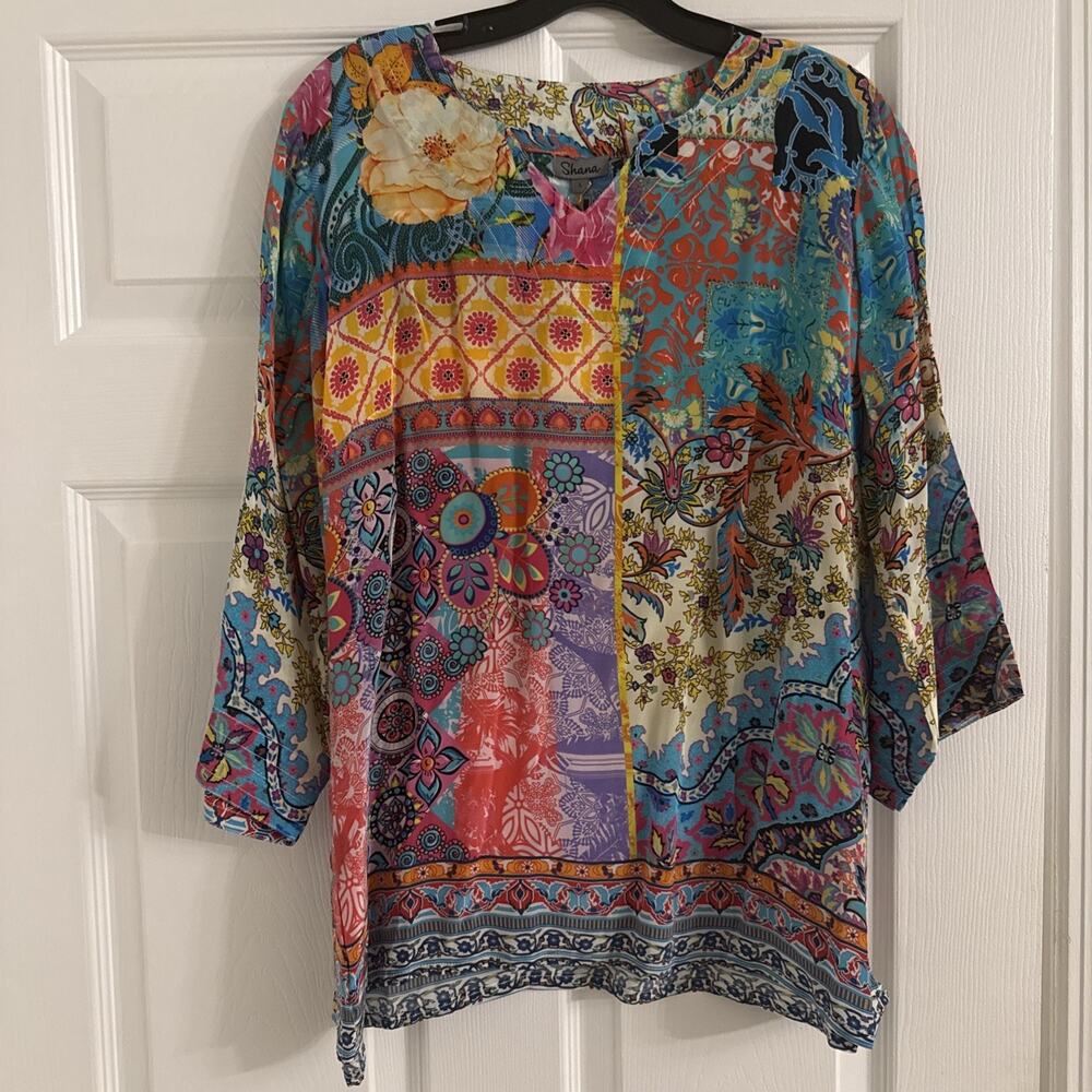 Shana 100%Silk Viscose Tunic Size L. NWT Shana Summer Sale $25